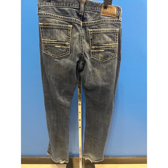 Ariat Denim Relaxed Boot Cut Mens Jeans 34/36 Heavy Stitching Distressed Style - Picture 4 of 7